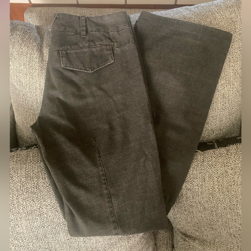 VINCE Brown Plaid Trouser Cotton Blend Side Pockets Size 4